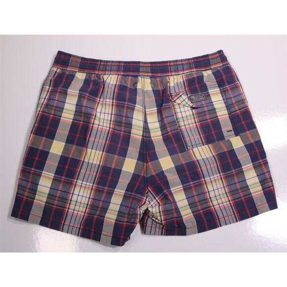 Polo Ralph Lauren Vintage Men Madras Plaid Cotton Nylon Swim Trunks Shorts Large - Picture 3 of 6